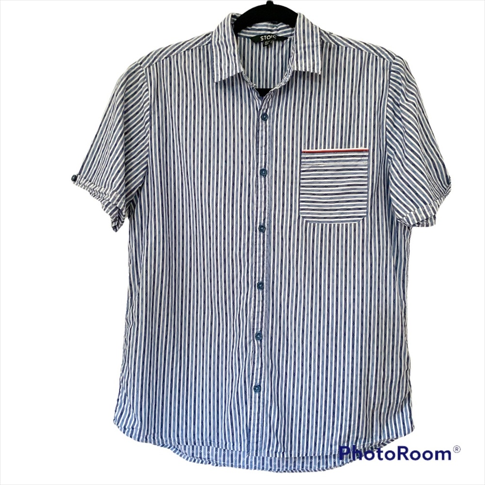 ✨ Backcountry Stoic Lightweight Striped Short Sleeve Button Down - M